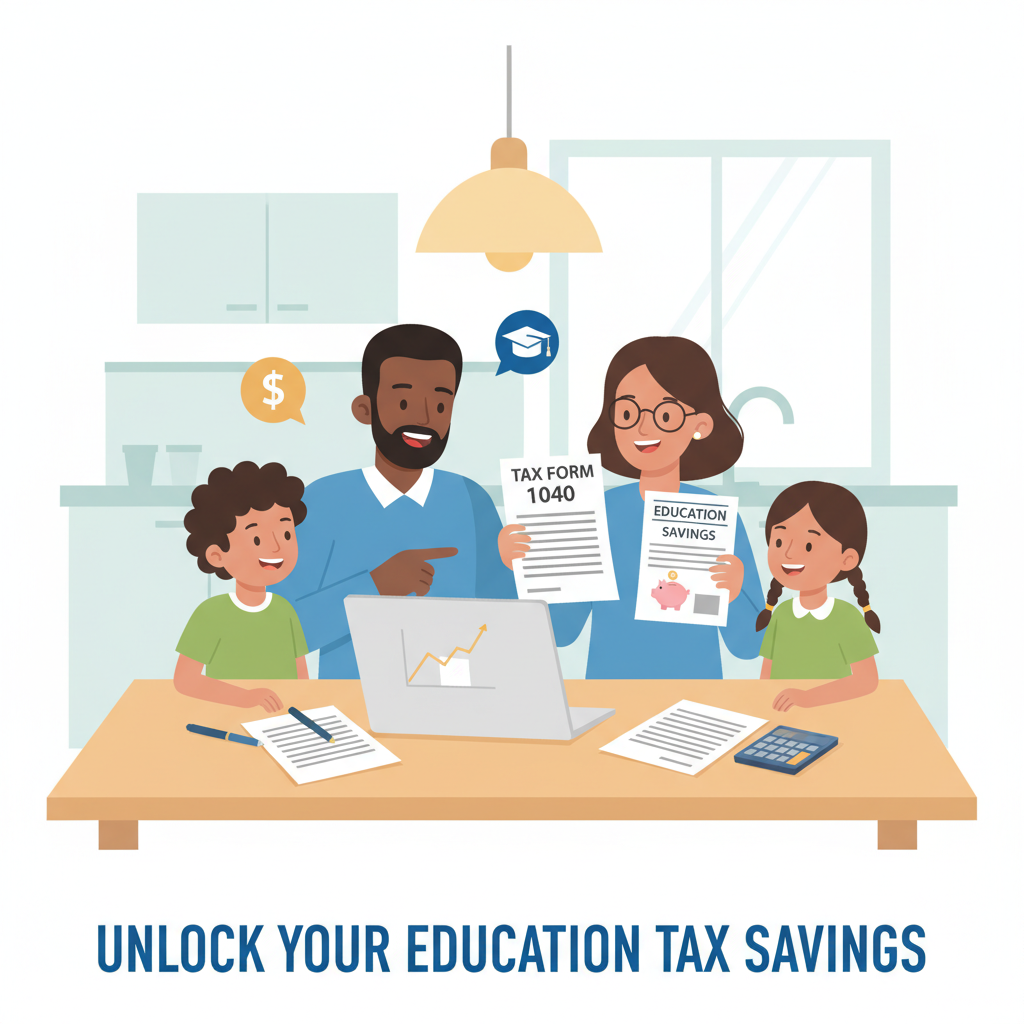 Family reviewing education tax deductions to maximize savings