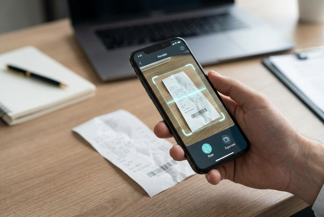 BudgetX app organizing receipts on smartphone for tax day preparation