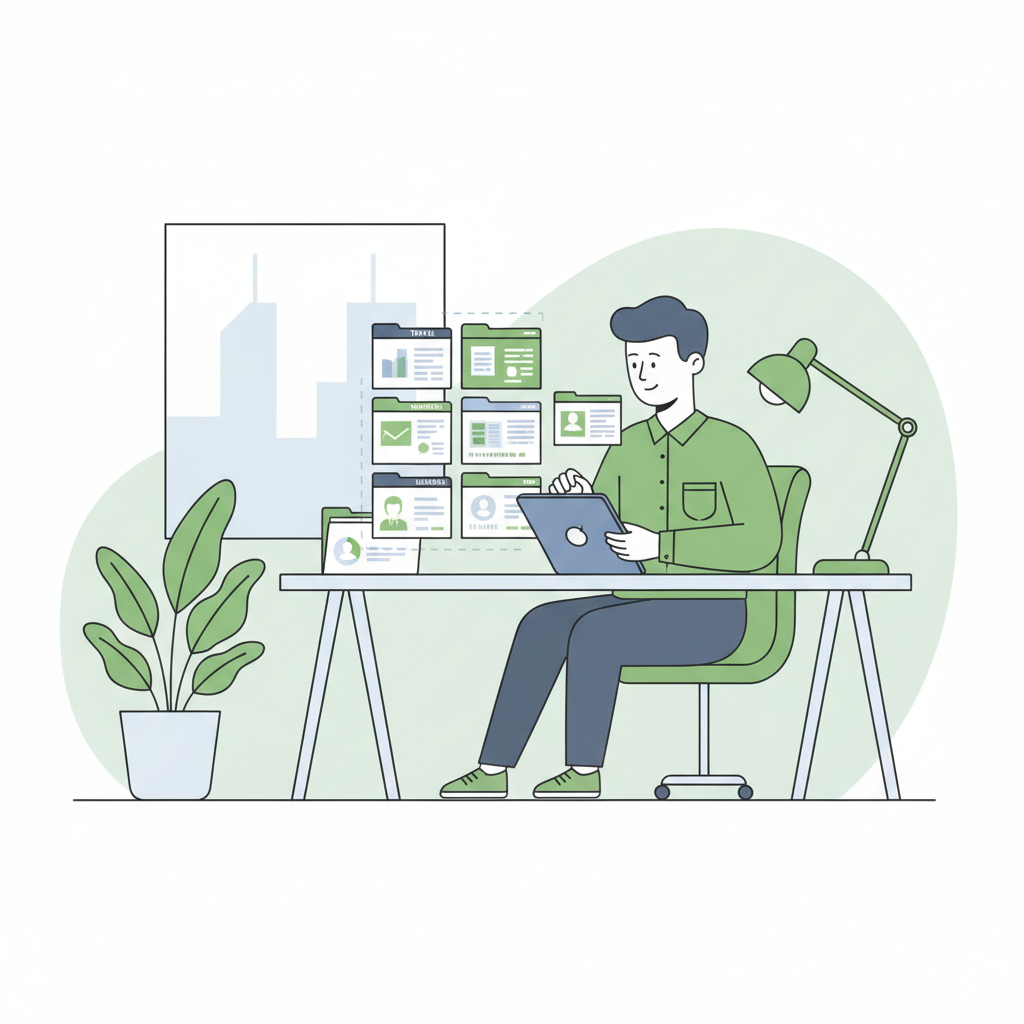 CPA accountant reviewing organized digital receipts on tablet