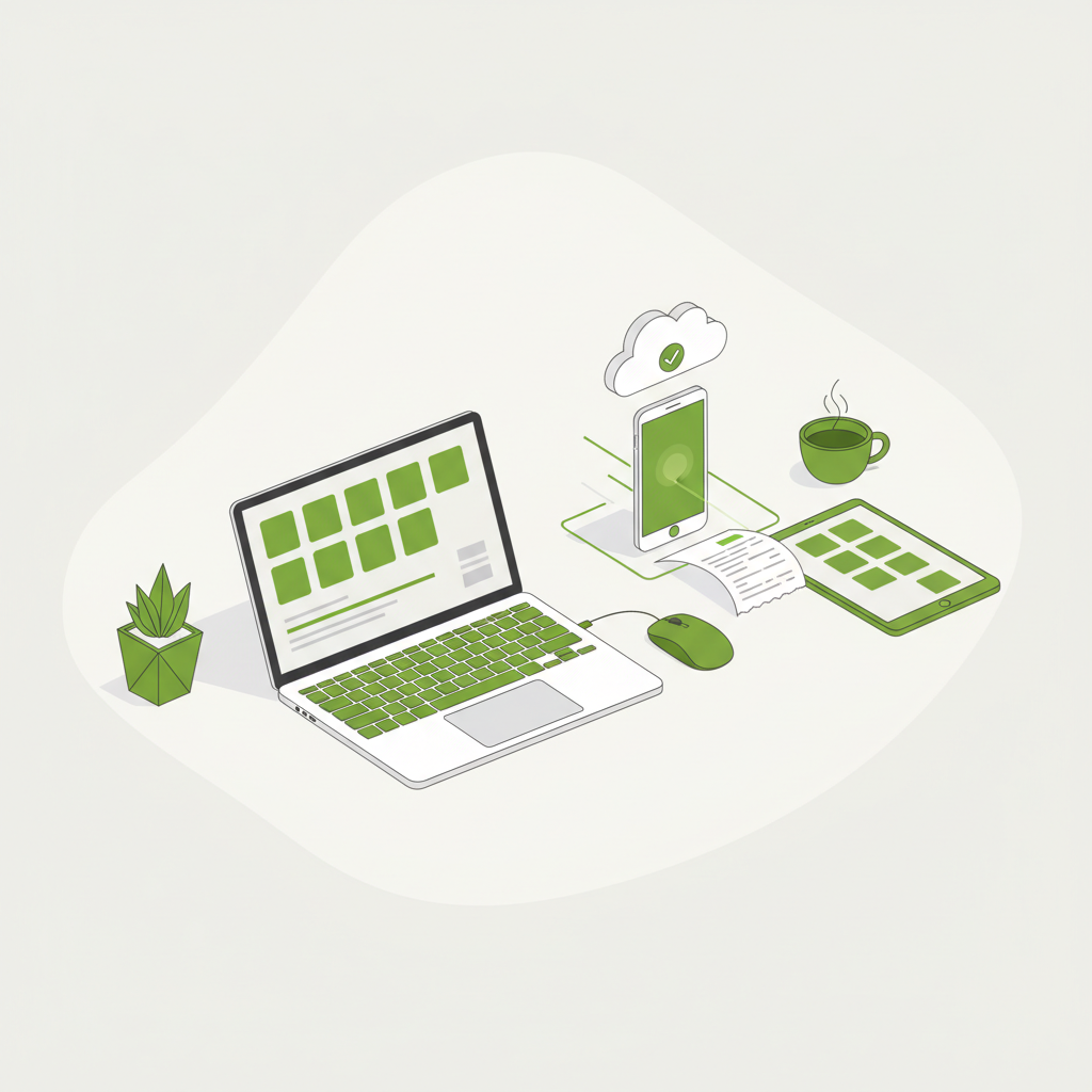 Freelancer scanning receipt with smartphone