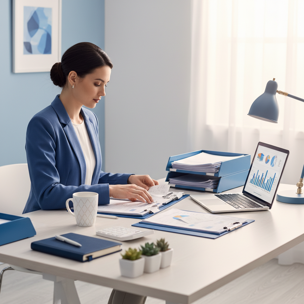 Professional bookkeeper using receipt scanning app to organize client expense documentation