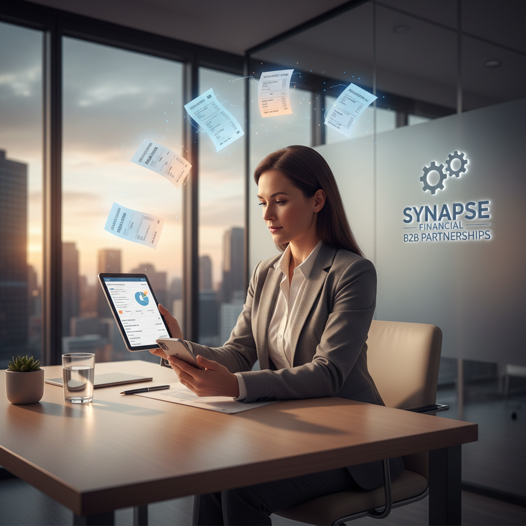 Professional bookkeeper saving time with receipt scanning app - B2B partnership opportunity