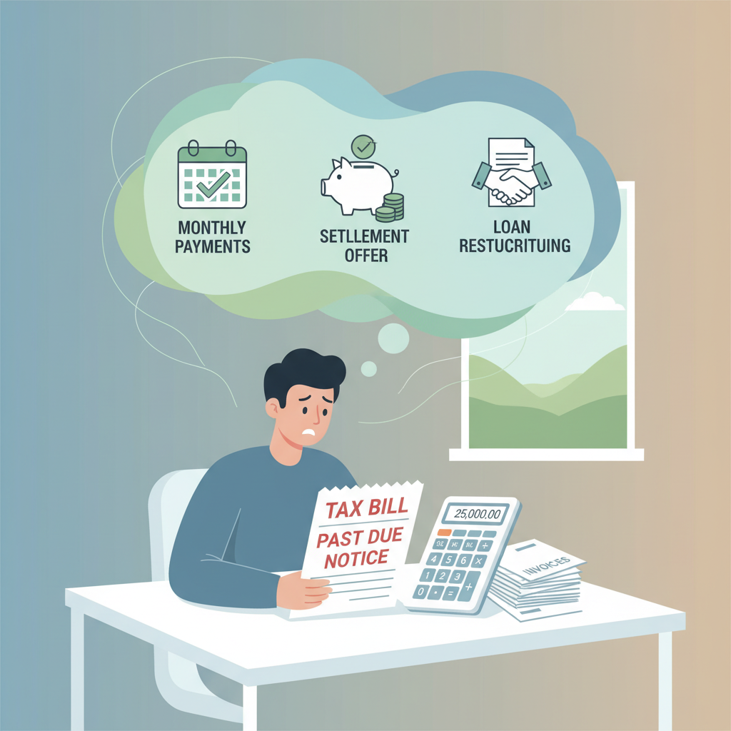 Person reviewing tax bill payment options