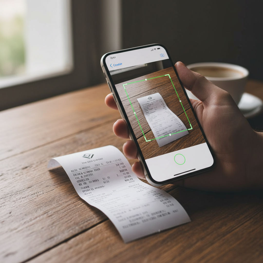 Using smartphone to scan and digitize paper receipts for bookkeeping