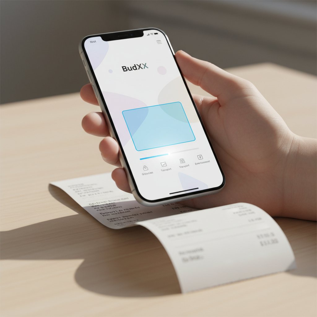 Mobile app scanning receipt for expense tracking