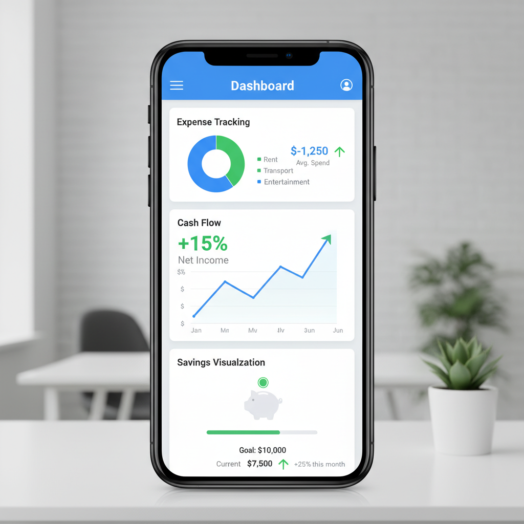 Freelancer expense tracking dashboard showing cash flow visualization