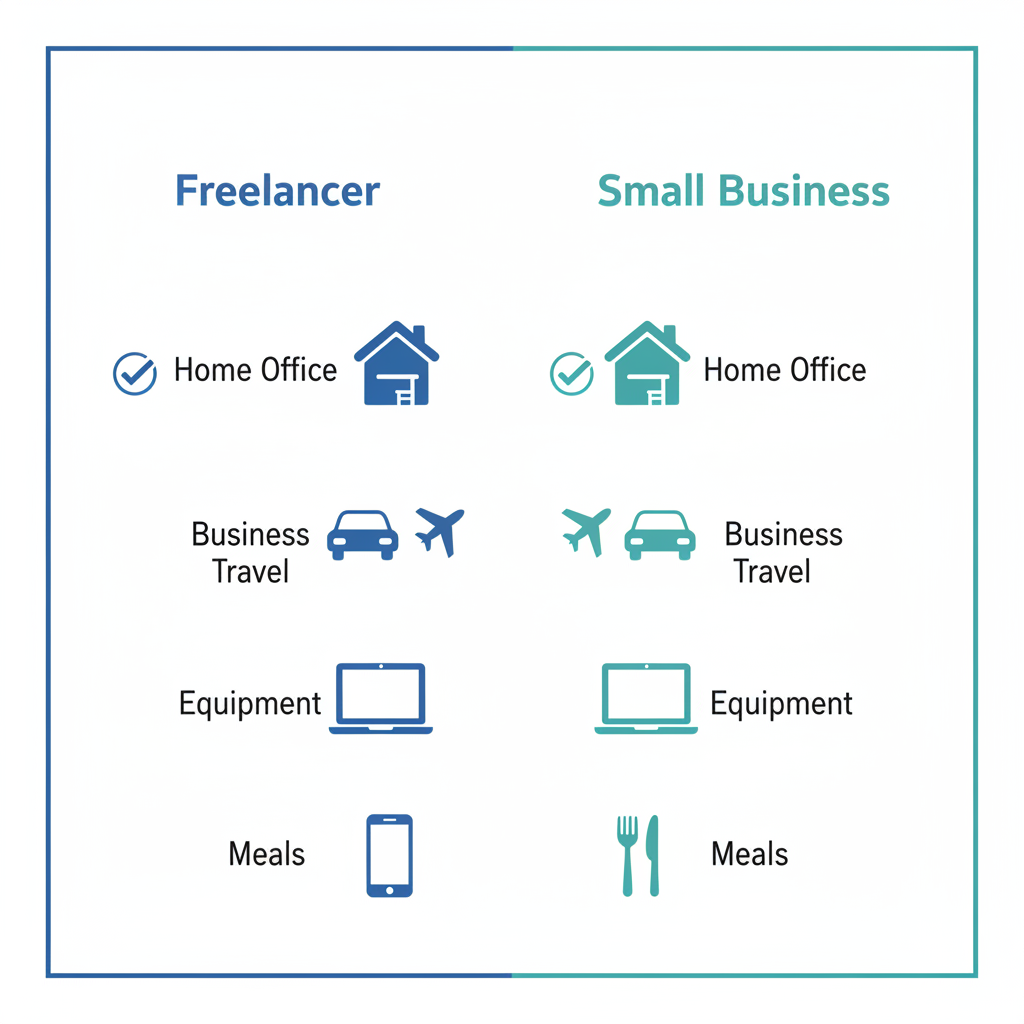 Freelancer vs Small Business Tax Deductions comparison chart