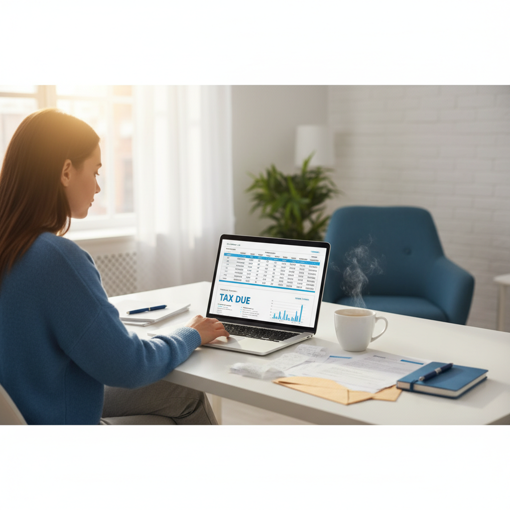 Freelancer calculating self-employment taxes at desk