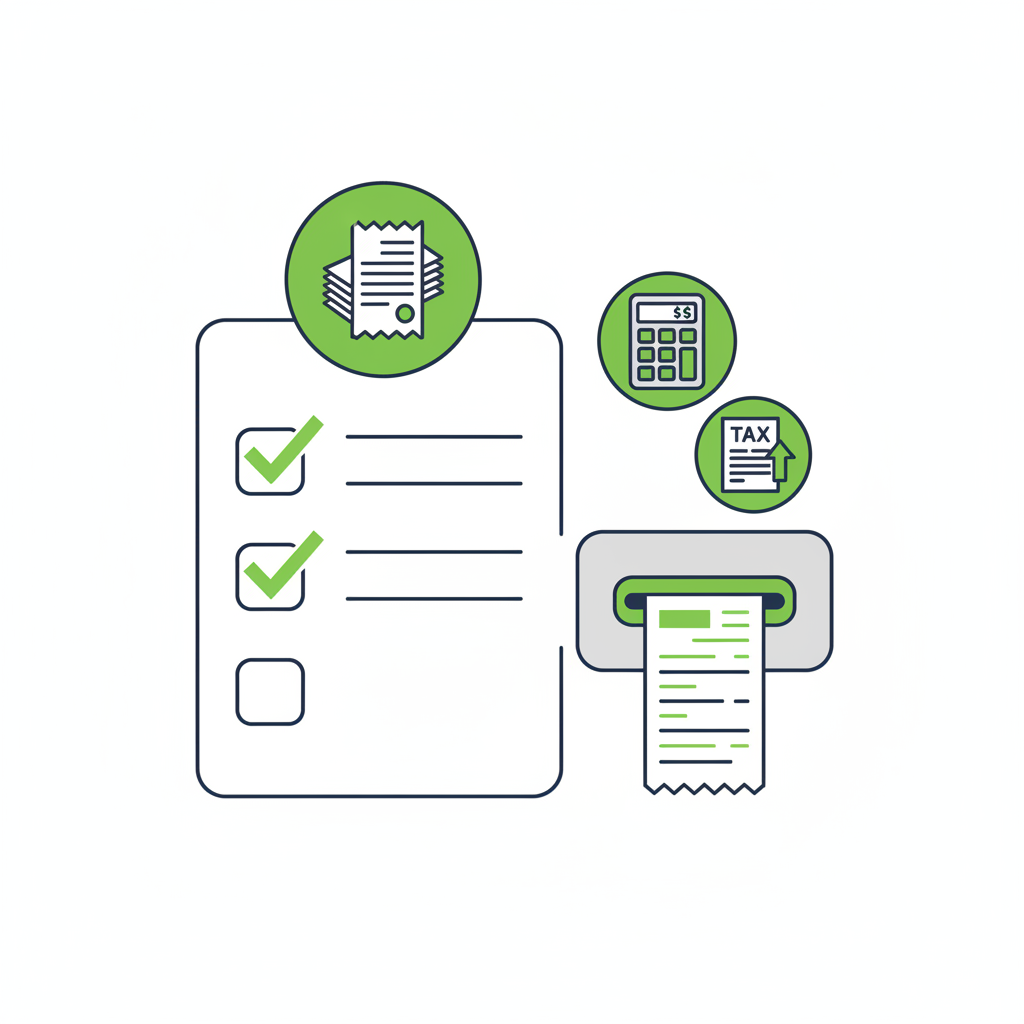 Tax deduction checklist and receipt scanner concept for self-employed professionals