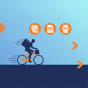 Gig worker delivery person with receipt scanning app and tax documents